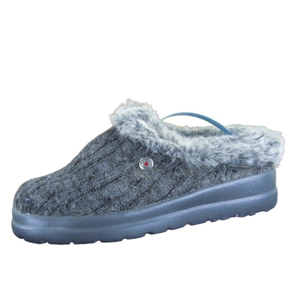 Bobs By Skechers Women's Plush Foam Shearling Style Gray Fabric Sz 7 Medium Used